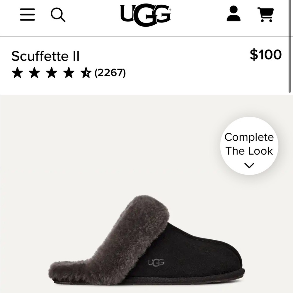 UGG Scuffette II Black Suede with Sheepskin Trim